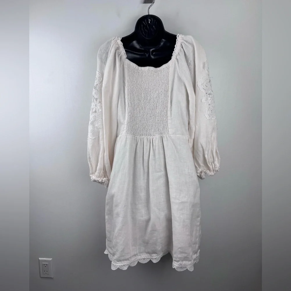 Farm Rio Off-White Embroidered Euroflax™ Premium Linen Mini Dress - Picture 8 of 8